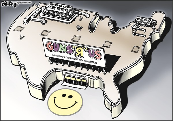 Bill Day - Cagle Cartoons - Guns Are Us - English - guns, NRA, gun laws, USA