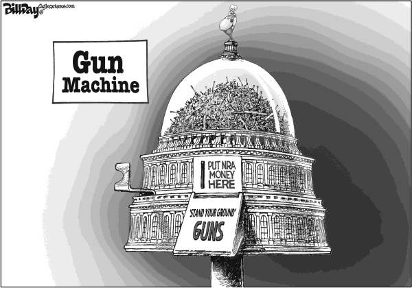 Bill Day - Cagle Cartoons - Gun Machine - English - guns, congress, NRA, stand your ground