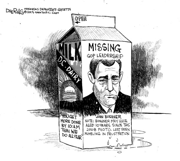 Missing GOP Leadership © John Deering,The Arkansas Democrat Gazette,boehner,missing,gop,leadership,white house,leadership