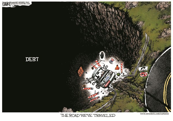 The Road Weve Traveled © Michael Ramirez,Investors Business Daily,obama,road,biography,traveled,debt,economy,campaign,president