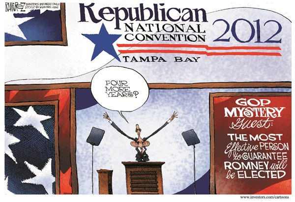 Four More Years © Michael Ramirez,Investors Business Daily,republican,convention,gop,tampa,florida,obama,romney,election,republican-convention-2012