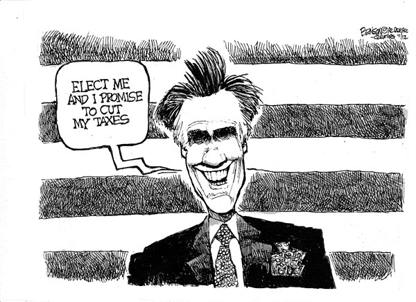 Cut My Taxes © Steve Benson,Arizona Republic,romney,taxes,cut,promise,campaign,election,