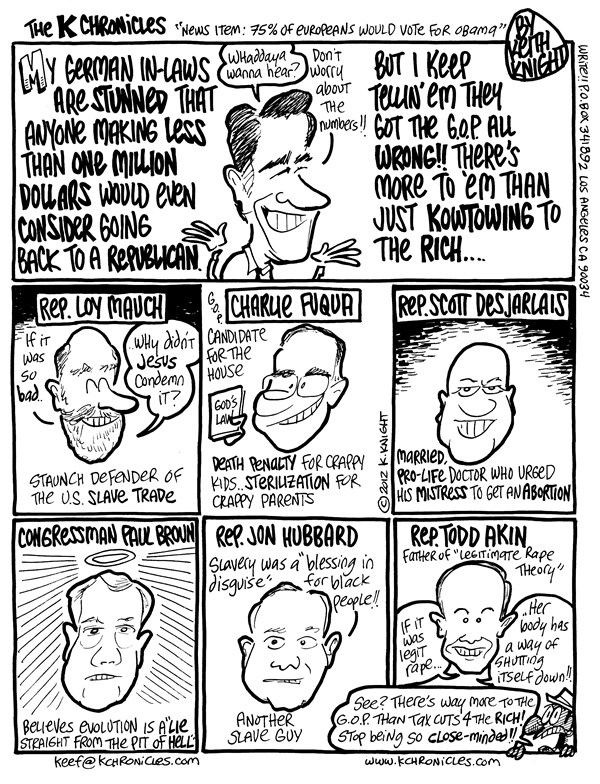 Republican Diversity © Keith Knight,PoliticalCartoons.com,republicans, gop, romney, akin, hubbard, 